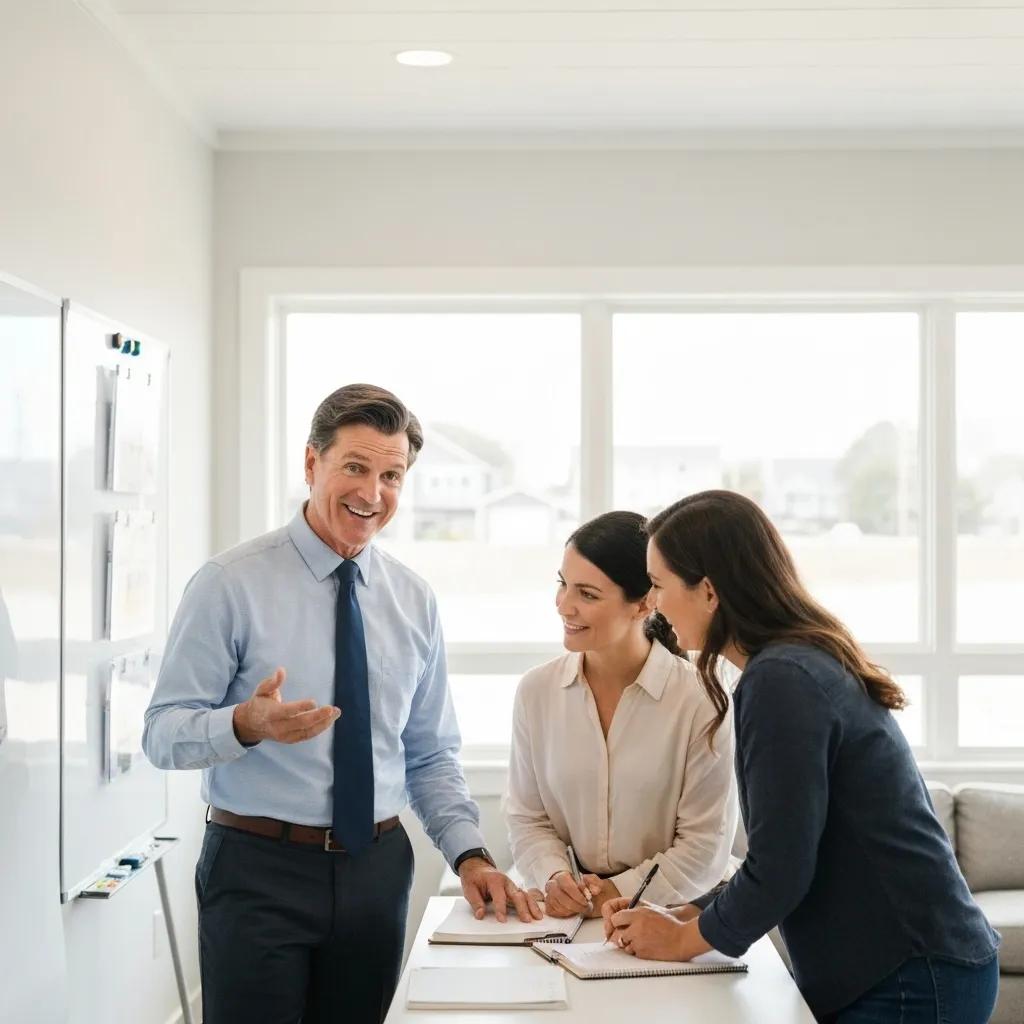 Rockport real estate agent collaborating with clients on home selling strategies