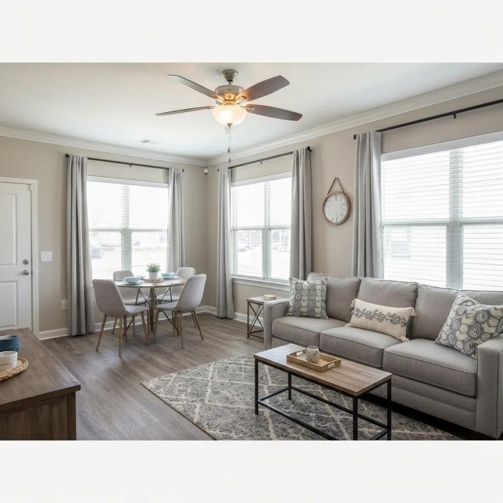 A stylishly decorated rental apartment interior in Rockport, TX, highlighting the advantages of renting a home.