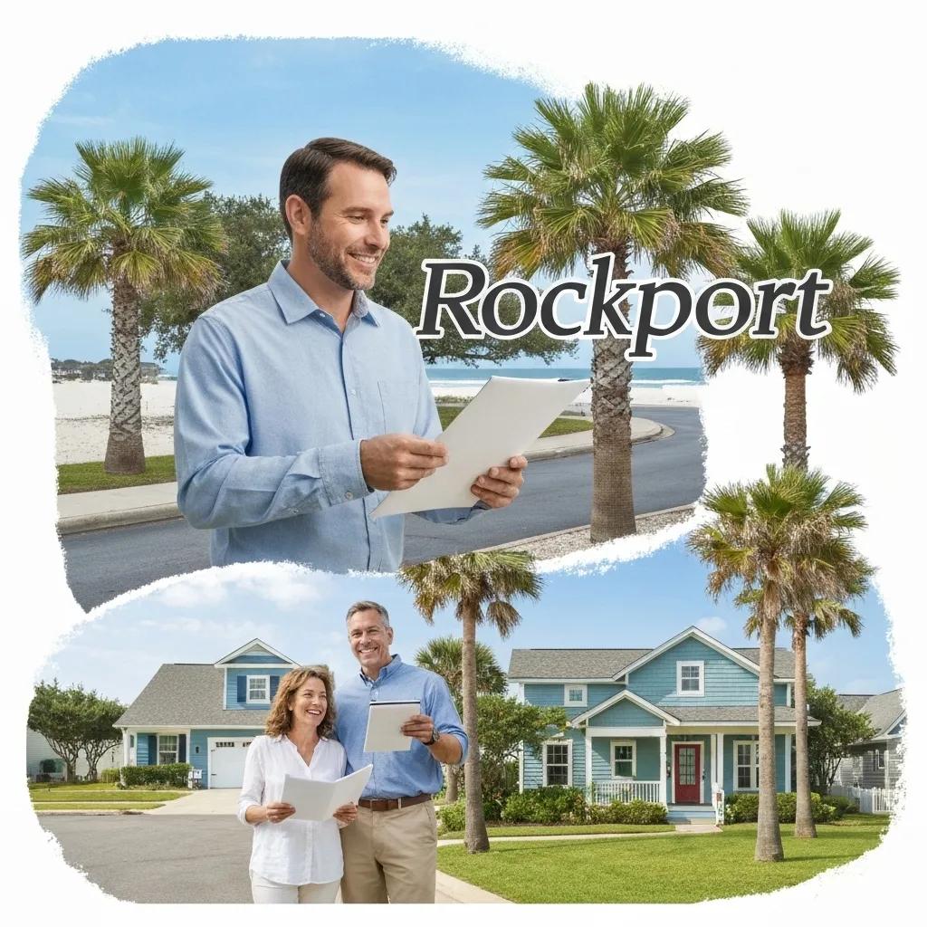 A friendly real estate agent showing a charming Rockport, TX home to a couple, illustrating current market conditions.